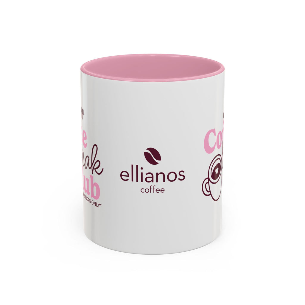 Ellianos Coffee Break Colored Mug pink ceramic mug showing handle side