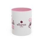 Ellianos Coffee Break Colored Mug pink ceramic mug showing handle side