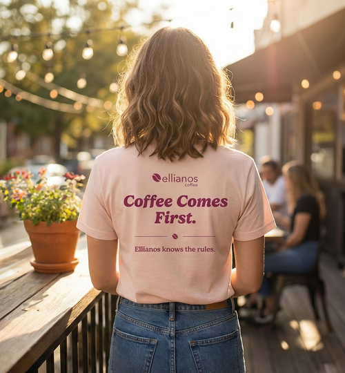 Coffee Comes First T-Shirt - back view