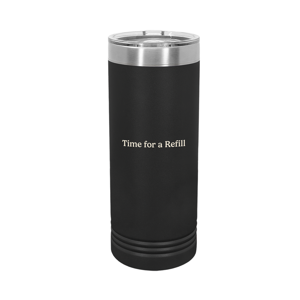 Ellianos Time for a Refill Tumbler insulated tumbler showing full wrap-around design