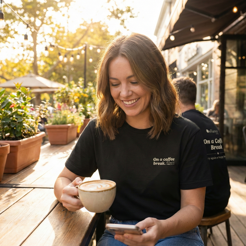 Ellianos On a Coffee Break T-Shirt t-shirt in black