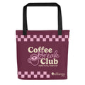 Ellianos Coffee Break Club Tote Bag tote bag in pink with all-over print design, front view