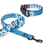 Ellianos Pet collar & leash with printed pattern, front view
