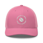 Ellianos Trucker Cap in pink with embroidered logo, front view