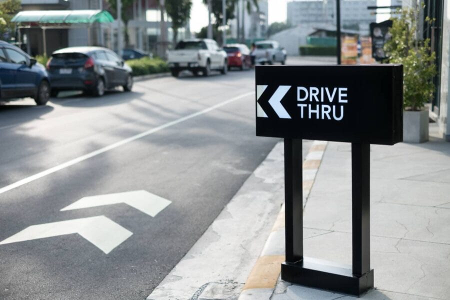 Drive thru coffee shop sign