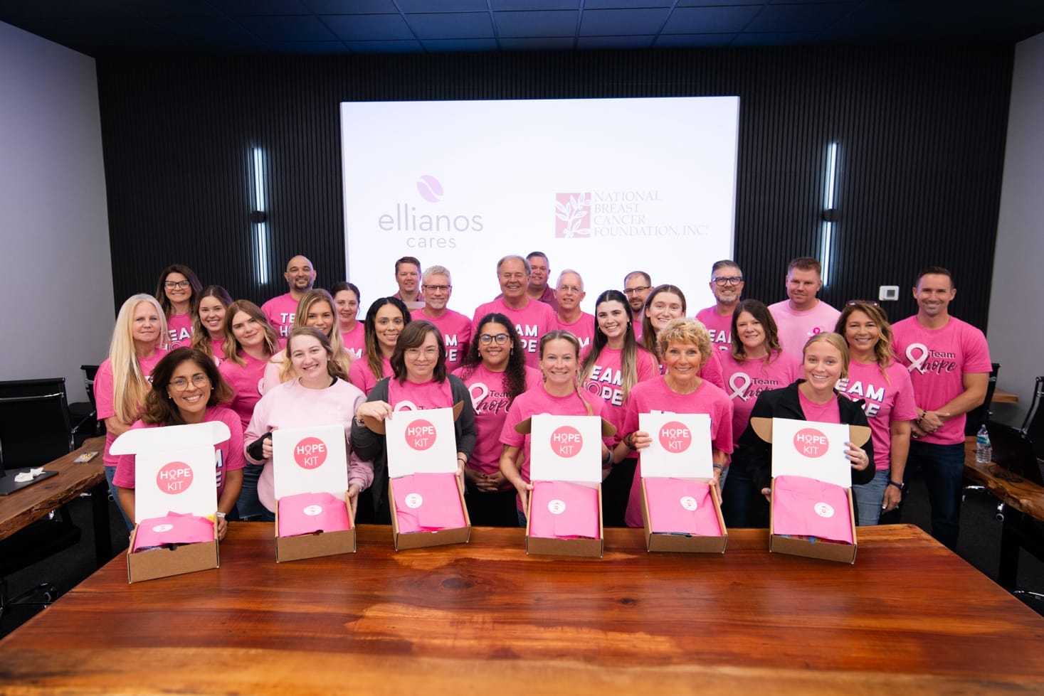 Ellianos Coffee Corporate Team Packs 50 HOPE Kits for National Breast Cancer Foundation, Inc.®